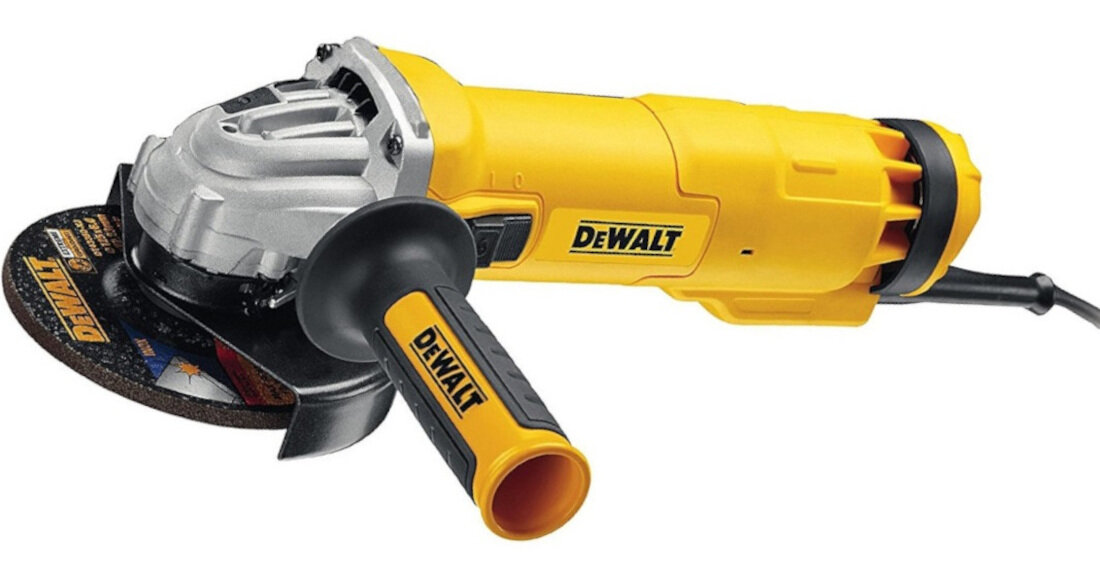 Szlifierka katowa DEWALT DWE4237 Przycisk blokady wrzeciona zabezpieczenie silnika przed pylem przycisk blokady wrzeciona