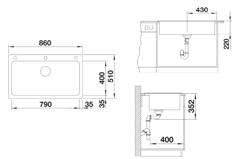 BLANCO zlewozmywak wymiary komora