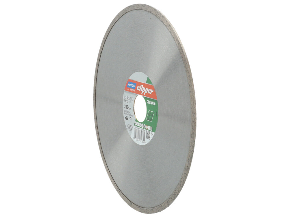 Tarcza do cięcia NORTON Clipper Classic Ceram 70184626829 200 mm ze stali z nasypem diamentowym obrzeże ciągłę gładkie precyzyjne cięcie średnica 200 mm średnica otworu 25,4 mm