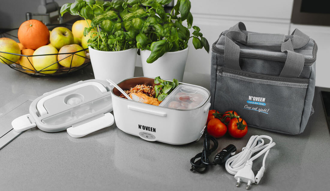 Lunch box NOVEEN LB310 Szary podgrzewanie posiłków element grzewczy PTC smak świeżość czas temperatura