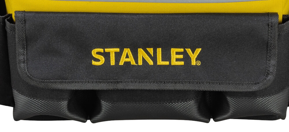Torba narzędziowa STANLEY STST1-70718 zbliżenie na przednią kieszeń przednia zamykana kieszeń wszystkie małe akcesoria są zawsze w jednym miejscu nie zgubią się porządek komfort pracy