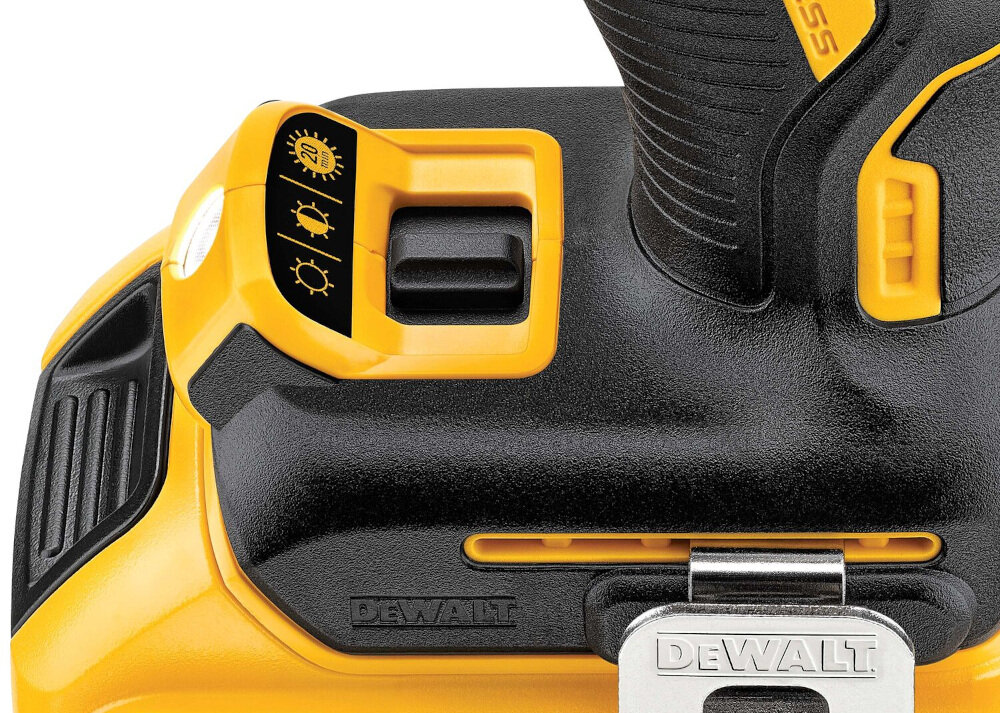 Wiertarko-wkrętarka DEWALT DCD796NT uchwyt wiertarski szybkomocujący kompaktowa wyzwalacz spustowy 3-pozycyjna dioda LED z funkcją opóźnionego wygaszenia