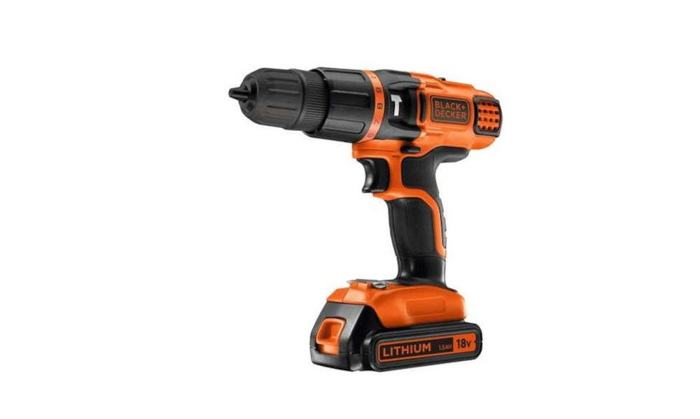 BLACK-DECKER-EGBL188K-QW wiertarko-wkrętarka narzędzie wiercenie wkręcanie majsterkowicz dom ogród ergonomiczny kształt zmienna prędkość rękojeść anti-slip praca system wsuwane mocowanie akumulator li-ion udarowa moc mur metal drewno biegi moment obrotowy