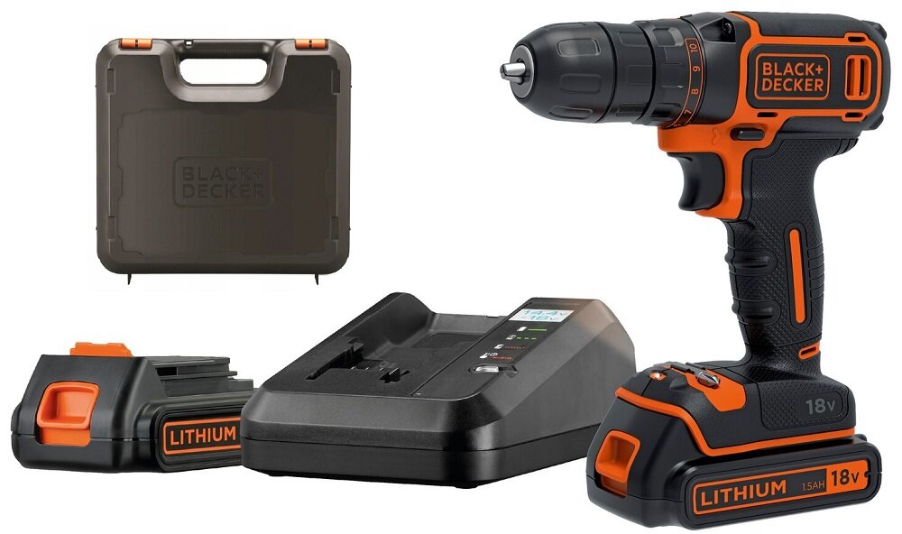 Wiertarko-wkrętarka BLACK&DECKER BDCDC18KBQW w zestawie 2 akumulatory ładowarka walizka transportowa instrukcja obsługi w języku polskim karta gwarancyjna