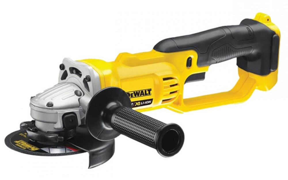 Zestaw Combo DEWALT DCK383P2T szlifierka kątowa DCG412 do pracy z tarczami o średnicy 125 mm bezpieczny włącznik stalowa przekładnia o niskim profilu antypoślizgowy materiał uchwytu dwupozycyjna rękojeść boczna