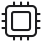Ikona przedstawia czarny symbol mikroprocesora na białym tle.