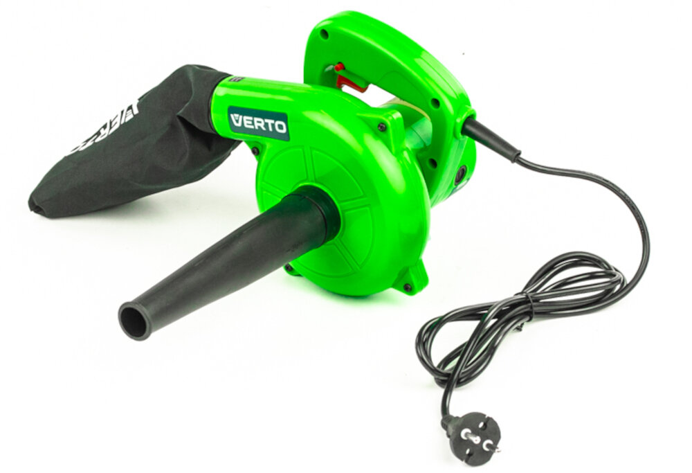 Dmuchawa do liści VERTO 52G505 500W silnik o mocy 500 W wykonuje około 16000 obr/min wydajność do 2,2 m3/min