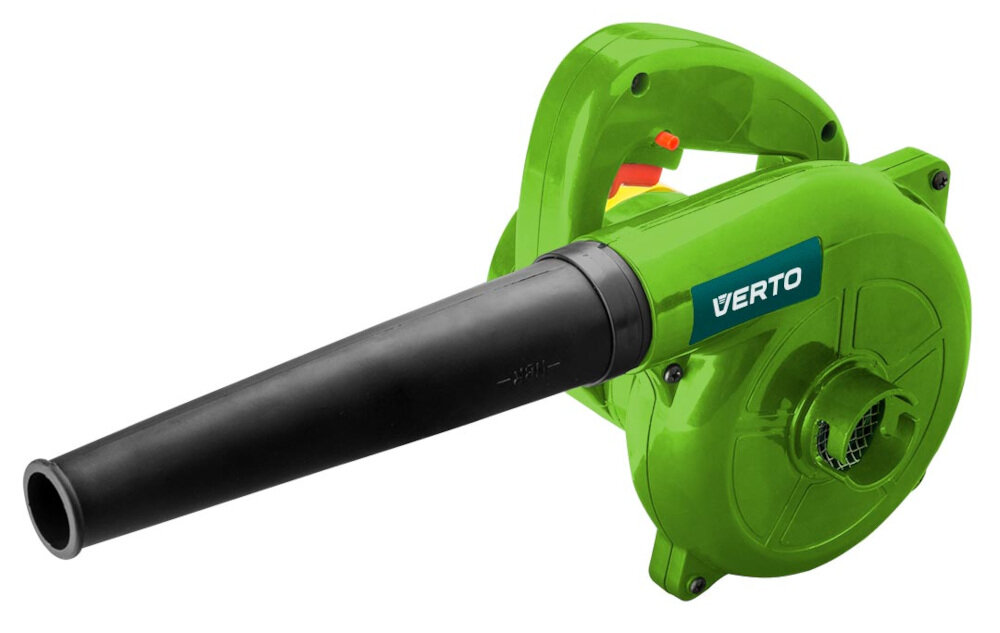 Dmuchawa do liści VERTO 52G505 500W zastosowanie w domu i w ogrodzie w warsztacie i w garażu czyszczenie antystatyczne odkurzanie osuszanie maszyn i urządzeń zdmuchiwanie ergonomiczny uchwyt