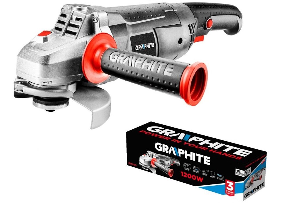 Szlifierka kątowa GRAPHITE 59G120 w zestawie instrukcja obsługi w polskiej wersji językowej karta gwarancyjna