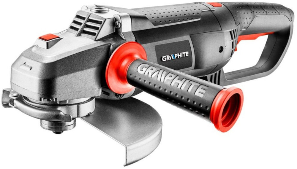 Szlifierka kątowa GRAPHITE 59G220 do cięcia szlifowania polerowania materiałów o zróżnicowanej strukturze i twardości ergonomiczny kształt doskonałe wyważenie zgodne z europejskimi standardami bezpieczeństwa certyfikat CE odpowiednie rozmieszczenie otworów wentylacyjnych zabezpiecza przed przegrzaniem silnik budowa przekładni ze stopu aluminium odprowadza ciepło wzmacnia konstrukcję