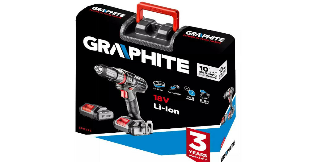 WIERTARKO-WKRĘTARKA AKUMULATOROWA GRAPHITE 58G225 bez akumulatora bez ładowarki zestaw 