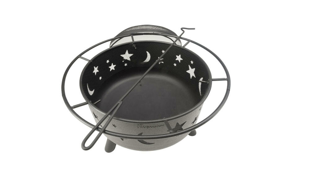 LANDMANN Gwiazdy i księżyc 11811 wysoka jakość palenisko ogrodowe stal pokrywa siatka obręcz transport pogrzebacz