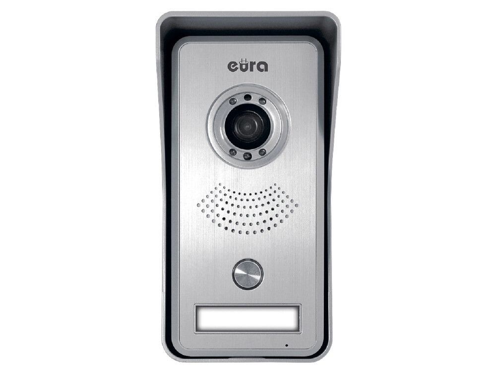 Kaseta zewnętrzna wideodomofonu EURA VDA-34A3 nowoczesny wizjer EURA Connect urządzenie kontrolujące strefy wejścia wysoki poziom bezpieczeństwa możliwości podglądu