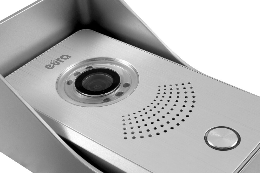 Kaseta zewnętrzna wideodomofonu EURA VDA-34A3 kamera obraz o rozdzielczości 700 TVL obiektyw o polu widzenia 46 stopni 5 białych diod LED czujnik zmierzchu