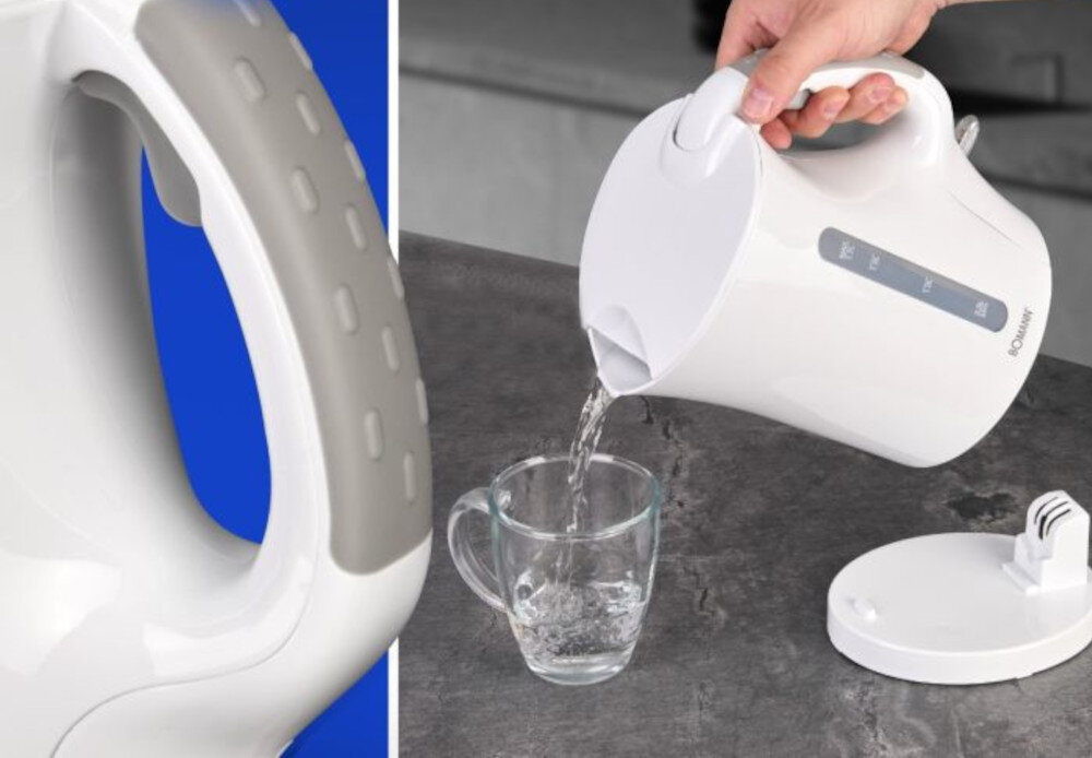 Czajnik BOMANN WK 5011 CB Czarny funkcja automatycznego wyłączenie ochrona Podświetlany wyłącznik antypoślizgowy uchwyt bezpieczne przenoszenie 