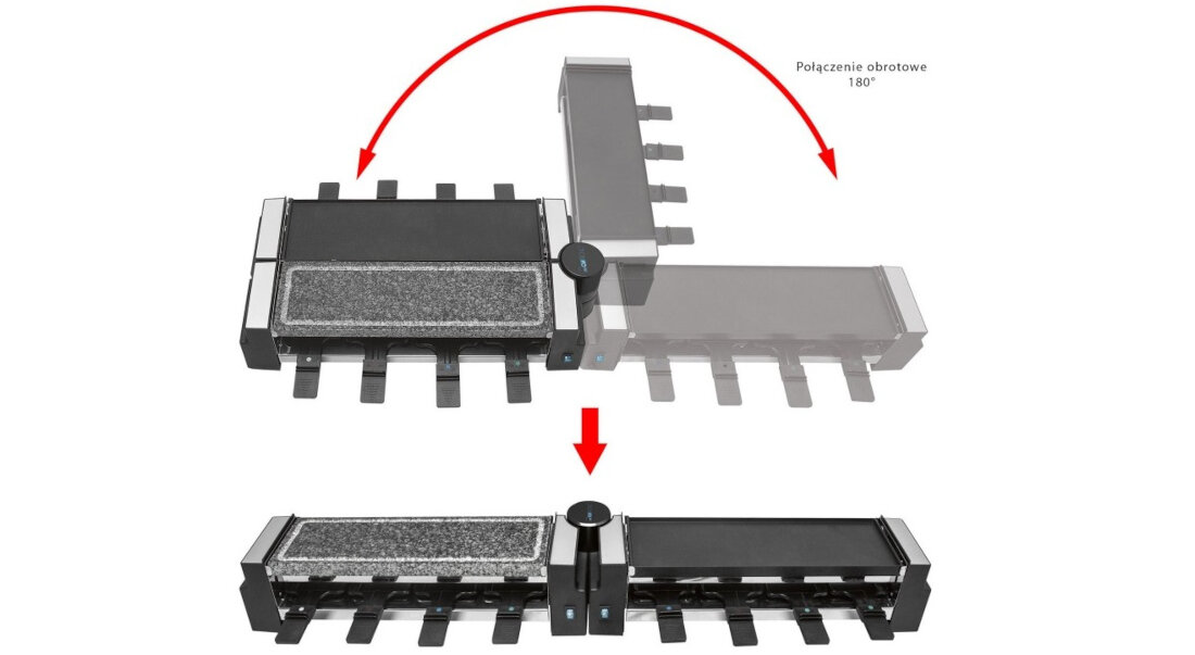 Grill elektryczny CLATRONIC RG 3678 wyposazenie obrotowa plyta do grillowaia ryb do grillowania miesa glebokie rowki gladka powierzchnia