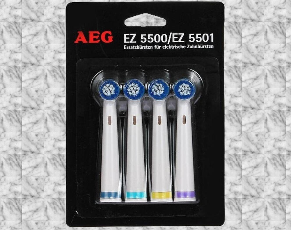Końcówka szczoteczki AEG EZ 5500/01 (4 sztuki) (Delikatna higiena jamy ustnej) higiena czyszczenie kompatybilne szkliwo kolorowe znaczniki