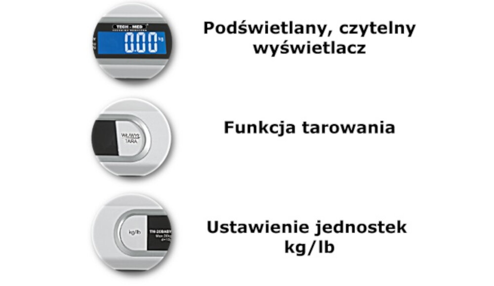 Waga dla niemowlat TECH-MED TM-20BABY duzy podswietlany wyswietlacz