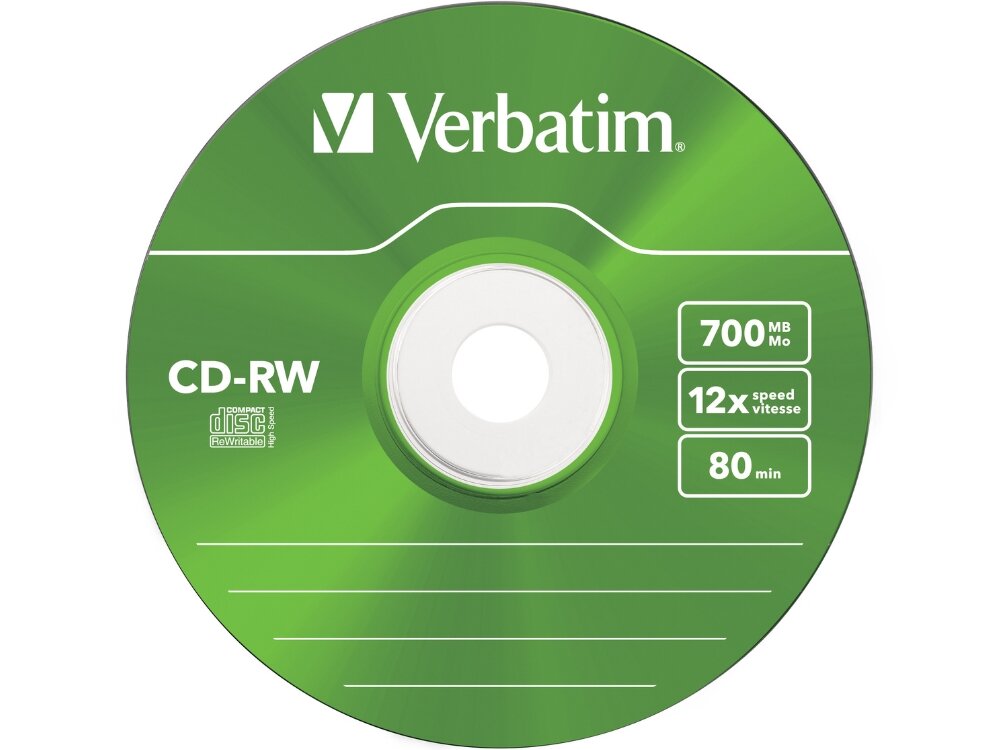 Płyta VERBATIM Colour Slim CD-RW, 700 MB, 12x (5 szt.)
                płyta na białym tle ułatwia organizację wizualny porządek estetyczny wygląd