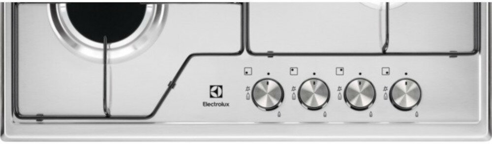 Płyta gazowa ELECTROLUX KGS6424BX pokrętła prezycyzyjne łatwo wyregulować wielkość płomienia obrócić i nacisnąć pokrętło