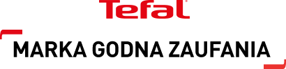 Logo z napisem \'Tefal\' w kolorze czerwonym na białym tle.