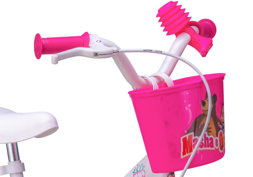 Rower MASZA I NIEDŹWIEDŹ 12 Biały dzwonek bidon nakladka blotniki