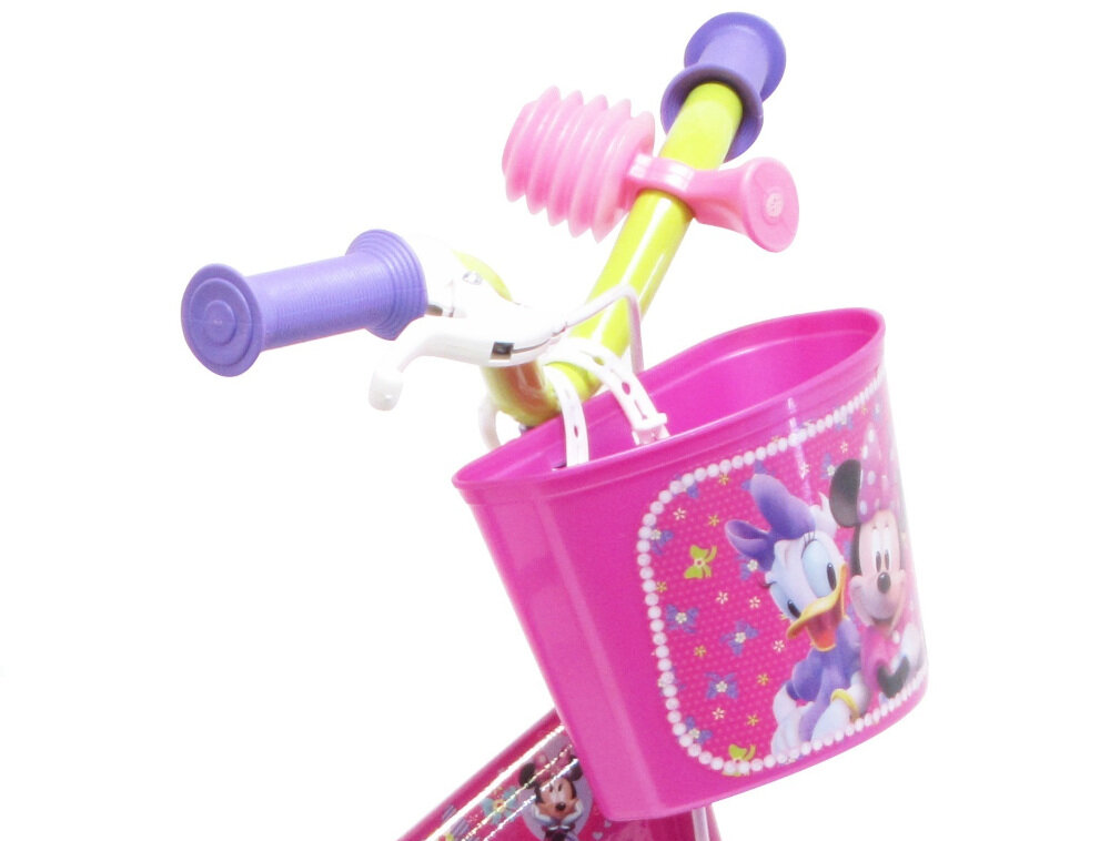 Rower dziecięcy DISNEY Minnie 10 cali dla dziewczynki dodatkowe wyposażenie dzwonek koszyk błotniki