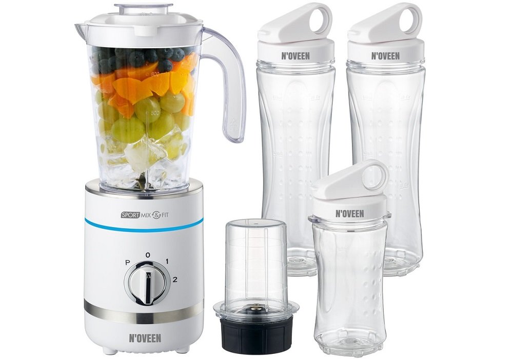 Blender-kielichowy-NOVEEN-SB2100 bogaty zestaw, akcesroia, bidony