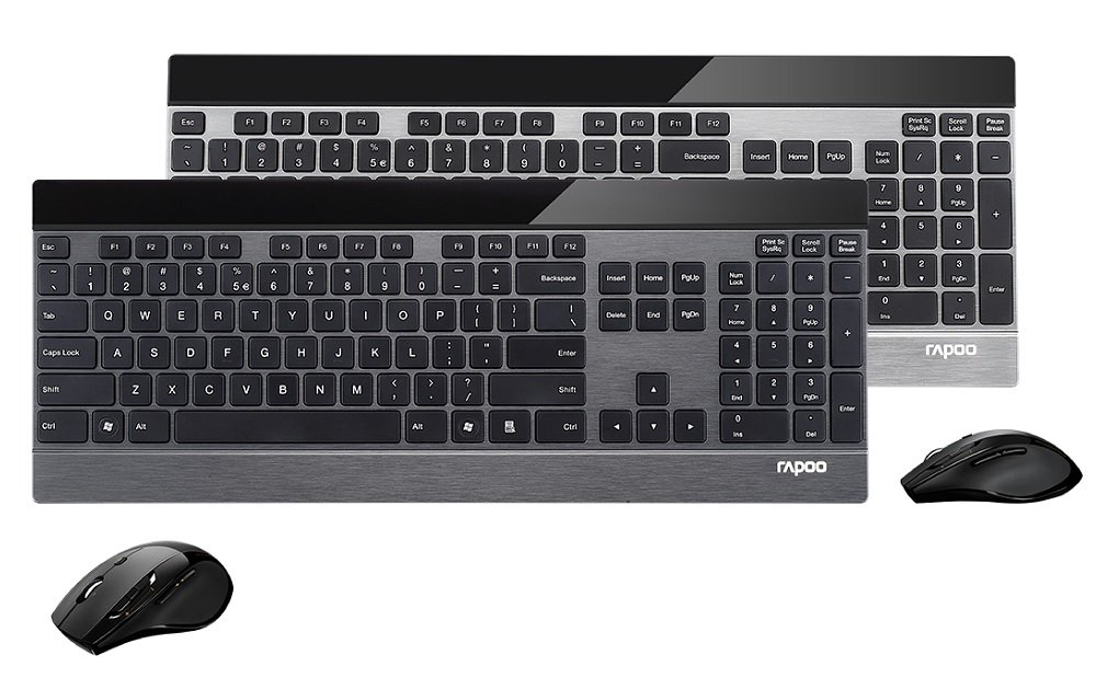 Zestaw RAPOO 8900P smukła klawiatura mysz laserowa 1600 DPI wskaźnik baterii rolka przewijania