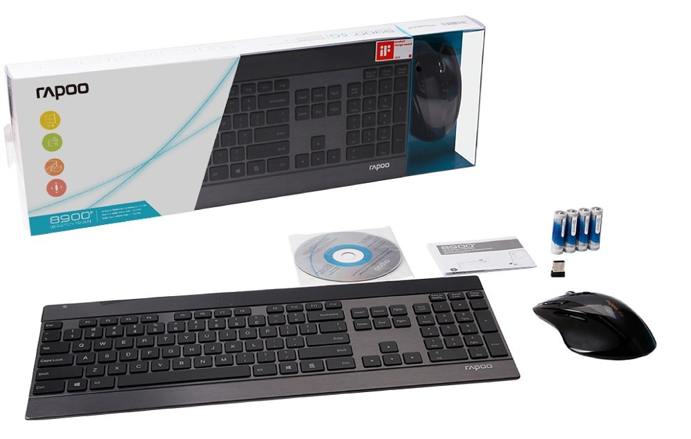 Zestaw RAPOO 8900P transmisja 5 GHx design klawisze multimedialne podświetlanie