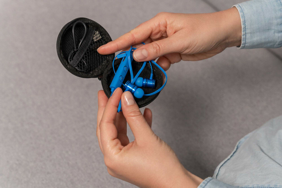 Słuchawki dokanałowe XMUSIC BTE601B Niebieski Bluetooth etui magnesy