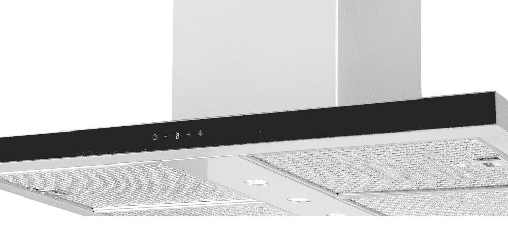 AKPO WK-9 Isla Feniks Glass Slim 90 Inox-czarny okap elegancja pozbycie zapachów funkcjonalność sterowanie elektroniczne oświetlenie LED prędkość pracy pochłaniacz wyciąg