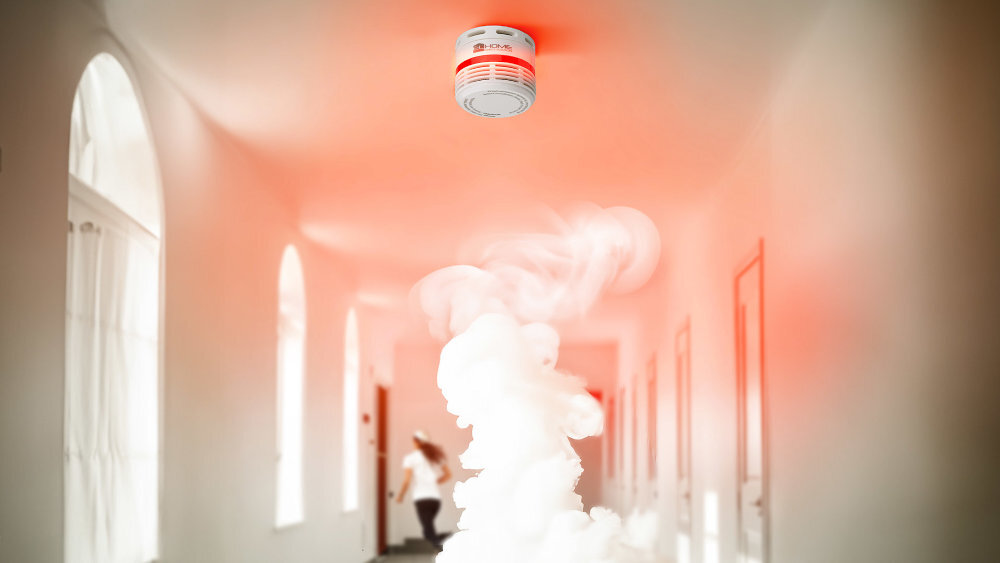 EL HOME SD-13B8 dym unoszący się w zamkniętych pomieszczeniach sygnałem ostrzegawczym Sygnał dźwiękowy 85 dB migająca czerwona dioda LED