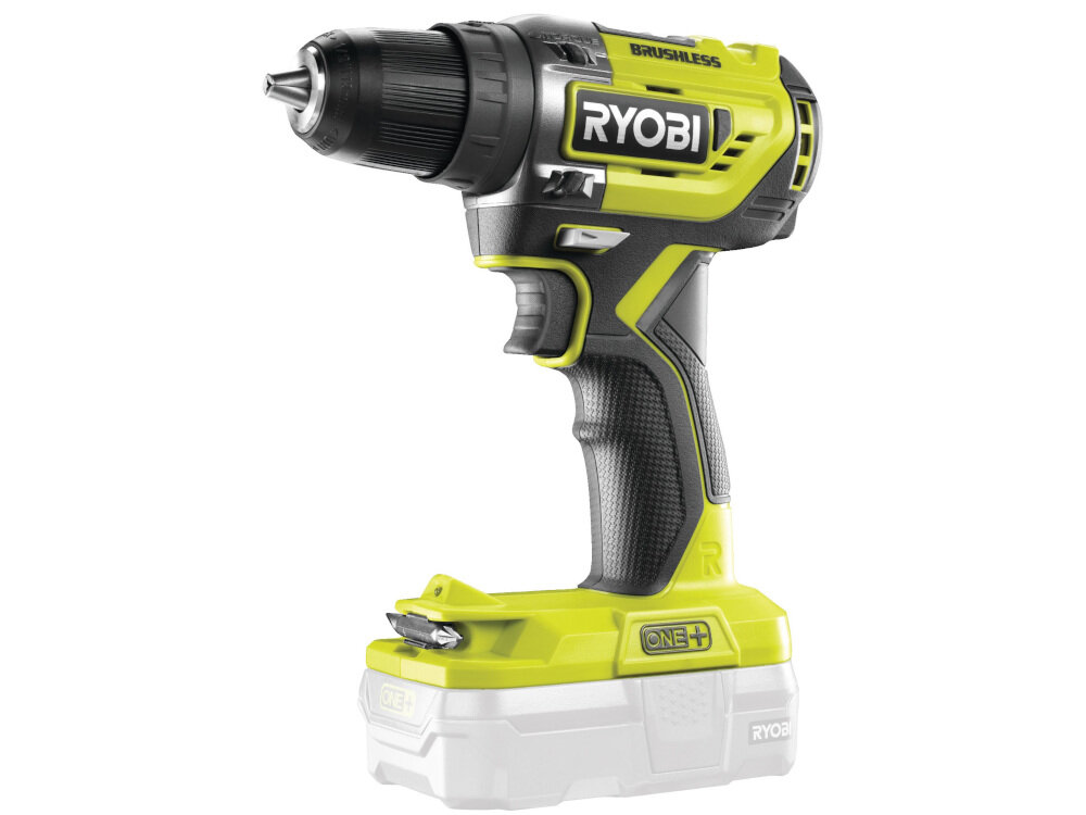 Wiertarko-wkrętarka RYOBI R18DD5-0 elektronarzędzie ze świetnymi parametrami technicznymi solidne niezawodne do pracy w drewnie i stali wkręcanie i wykręcanie wkrętów niewielka masa 1,4 kg z akumulatorem poziom mocy akustycznej 94,5 dB