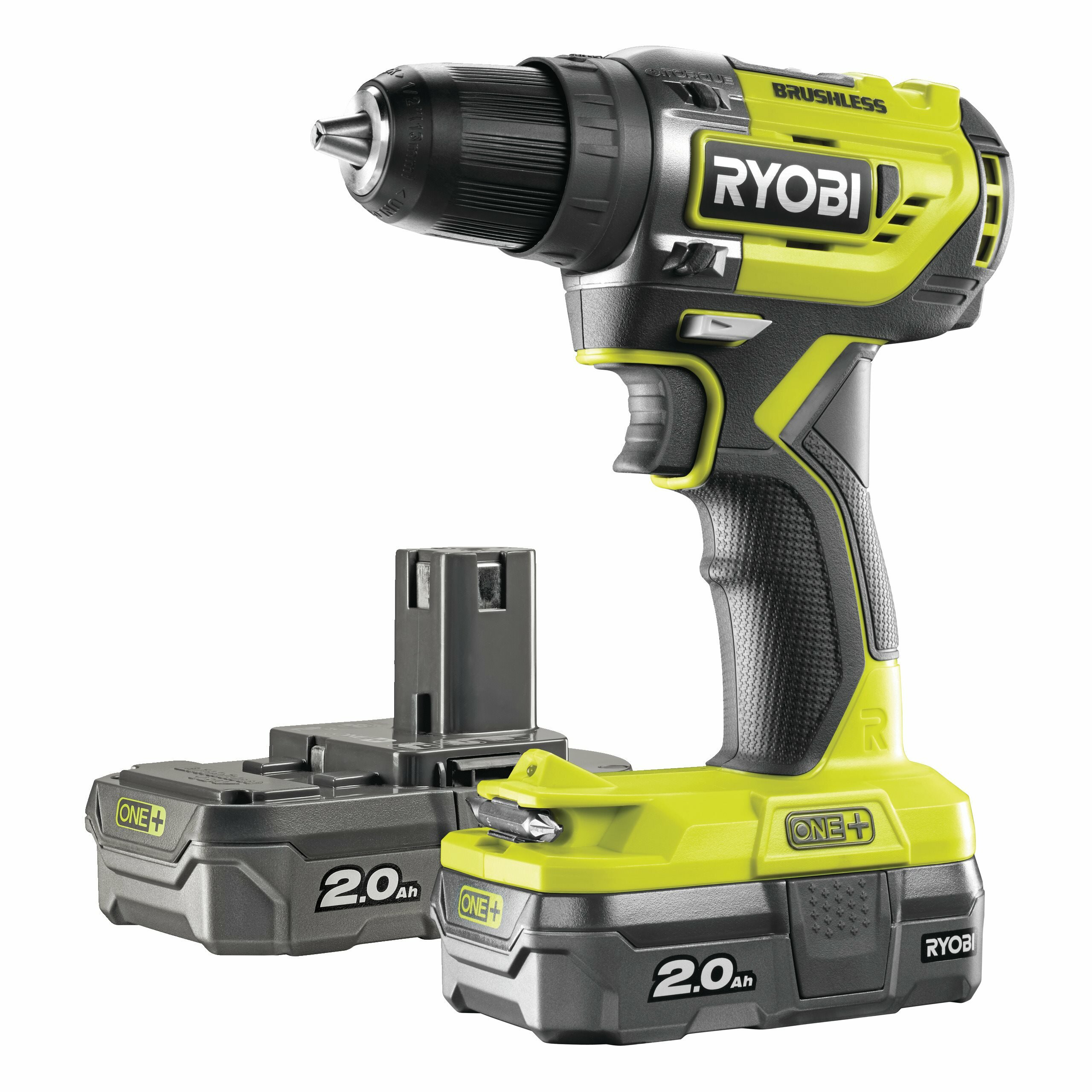 Wiertarko-wkrętarka RYOBI R18DD5-220S zasilanie akumulator Li-Ion o napięciu 18 V technologia bezszczotkowa korzysta z opatentowanej elektroniki maksymalny moment obrotowy 50 Nm w zestawie dwa akumulatory o pojemności 2 Ah każdy ładowarka