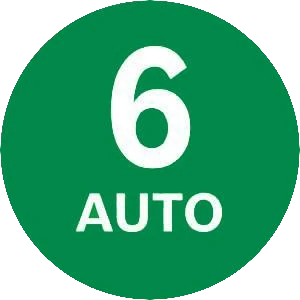 Zielona ikona z białą cyfrą 6 i napisem AUTO poniżej.