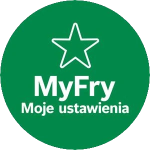 Zielona ikona z białą gwiazdką i napisem \'MyFry Moje ustawienia\'.