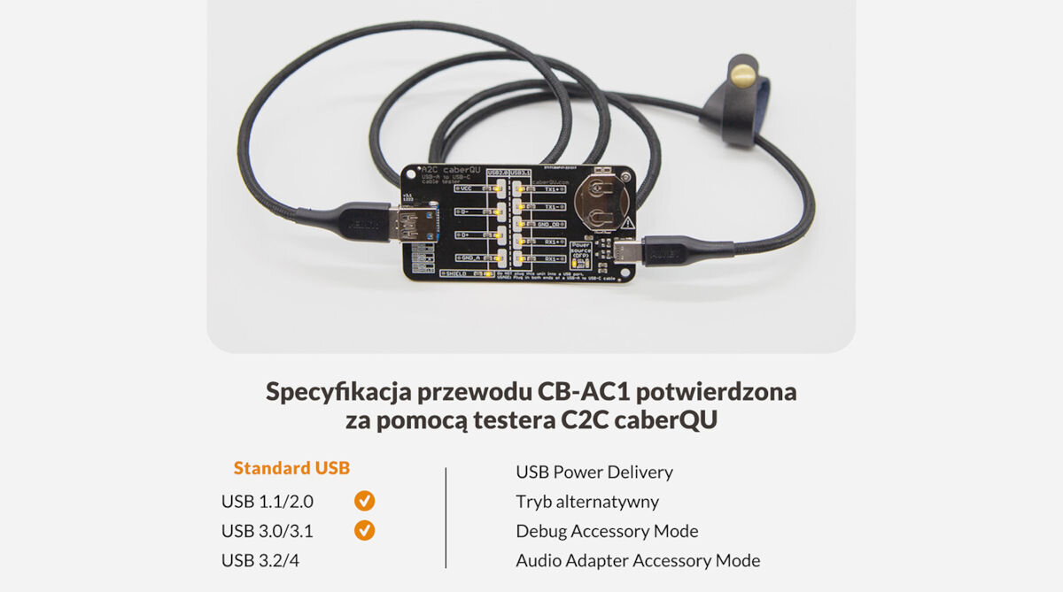 Kabel USB - USB-C AUKEY CB-AC1 1.2m Czarny długość kabla 1,2 metra USB 5 Gbps USB 3.0 3.1 Gen 1 3.2 Gen 1