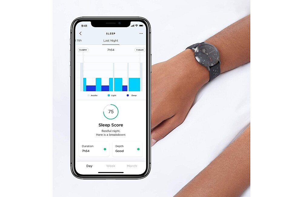 Smartwatch WITHINGS Activite Steel HR Sport puls ekran bateria ćwiczenia trening wodoszczelny sen