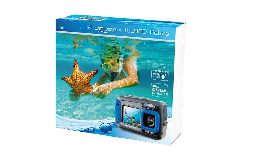 APARAT AQUAPIX W1400 ACTIVE BLUE WODOODPORNY Ekran LCD