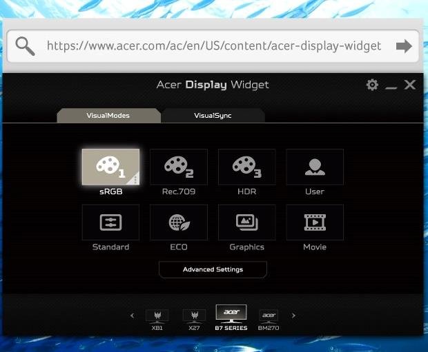 Monitor ACER B277 - Display Widget