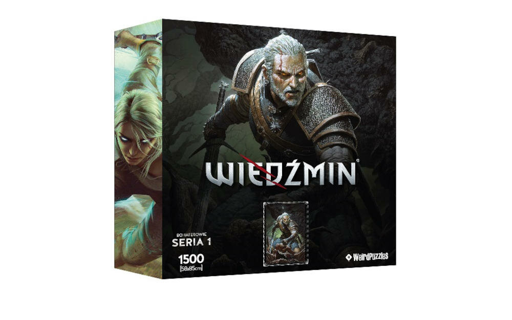 PUZZLE-WIEDZMIN puzzle bohaterowie fani okładki układanka elementy plakat woreczek symbol biały wilk