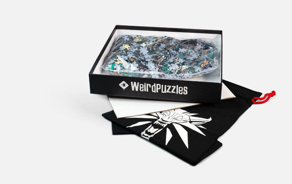 CDP-Bohaterowie-Wiedzmina puzzle bohaterowie fani okładki układanka elementy plakat woreczek symbol biały wilk