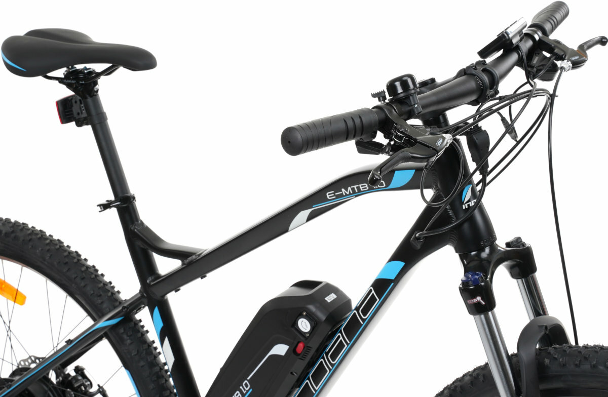 Rower elektryczny INDIANA E-MTB 1.0 M19 Czarno-niebieski - kierownica okladziny