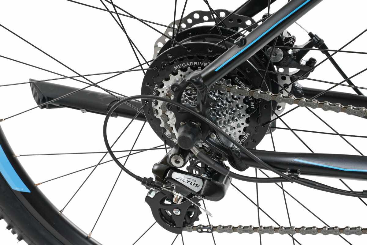 Rower elektryczny INDIANA E-MTB 1.0 M20 Czarno-niebieski - hamulec v-brake aluminium