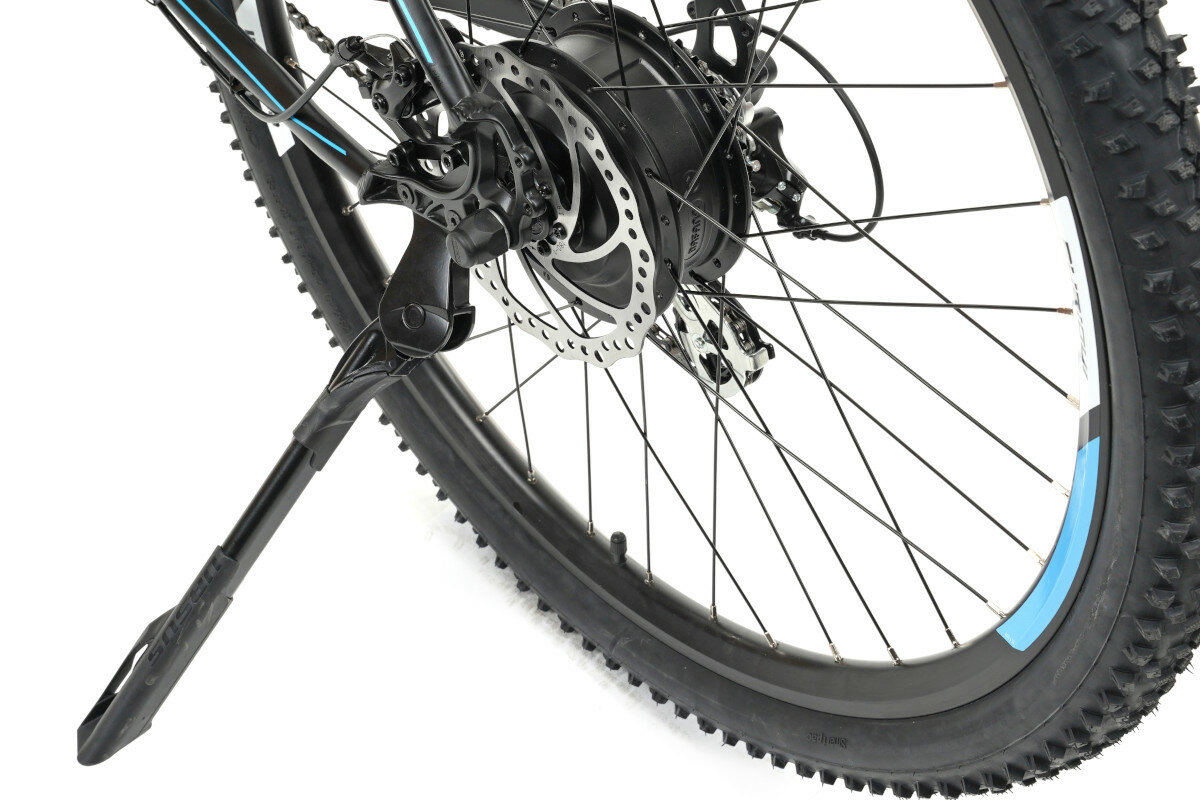 Rower elektryczny INDIANA E-MTB 1.0 M20 Czarno-niebieski - akcesoria oswietlenie bagaznik stopka dzwonek uchwyt na telefon ladowarka