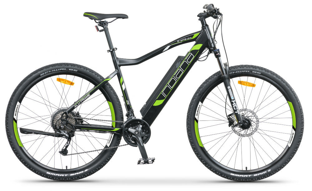 Rower elektryczny INDIANA E-MTB 2.0 M19 Czarno-zielony wyglad front