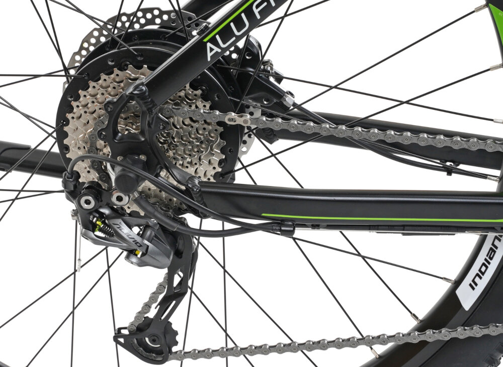 Rower elektryczny INDIANA E-MTB 2.0 M19 Czarno-zielony - biegi przerzutki