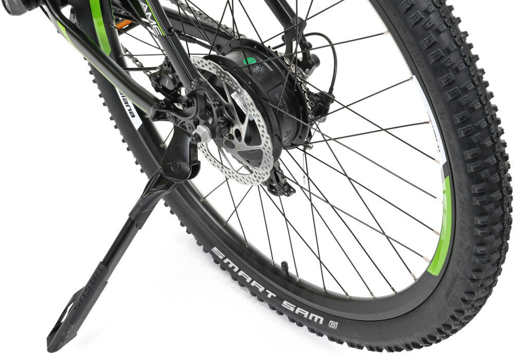 Rower elektryczny INDIANA E-MTB 2.0 M19 Czarno-zielony - akcesoria oswietlenie bagaznik stopka dzwonek uchwyt na telefon ladowarka
