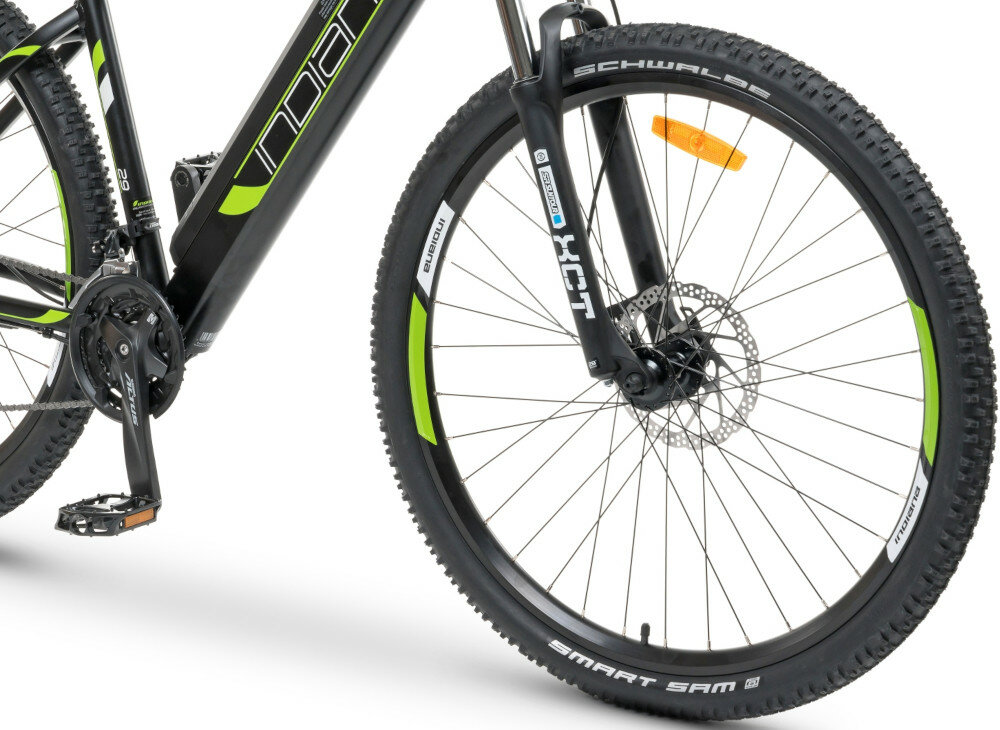 Rower elektryczny INDIANA E-MTB 2.0 M21 Czarno-zielony - Koła obrecze aluminiowe